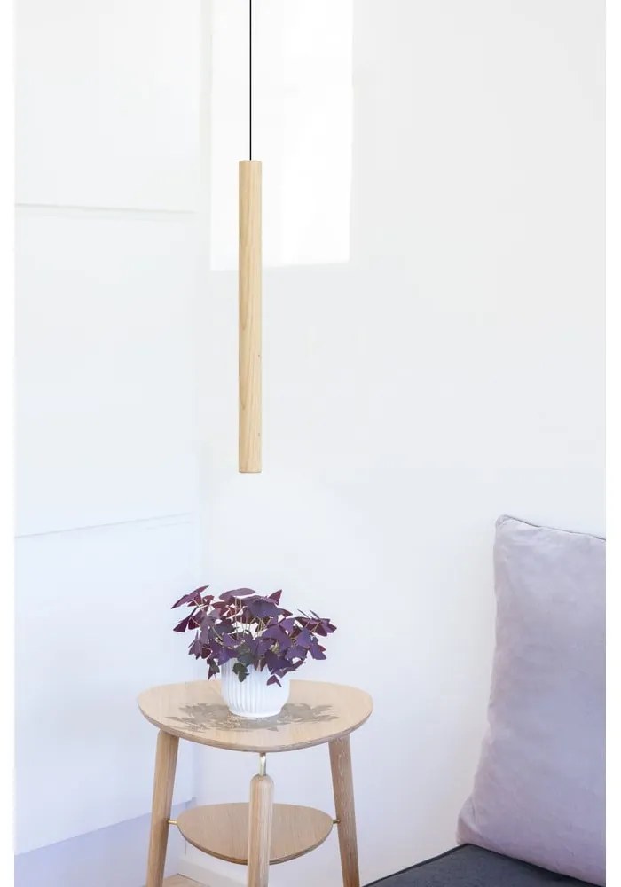 Tölgyfa LED függőlámpa fa búrával ø 3 cm Chimes – UMAGE