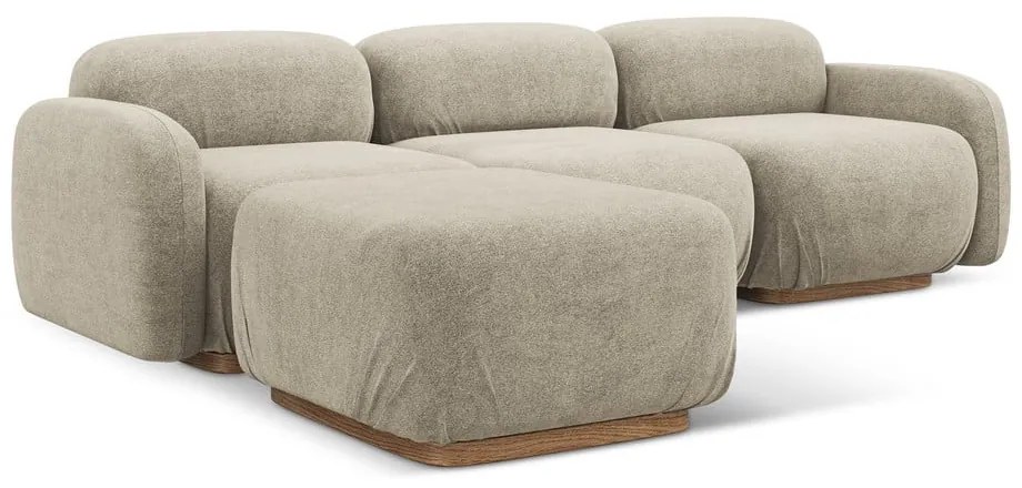 Bézs buklé moduláris sarokkanapé Ailani – Makamii