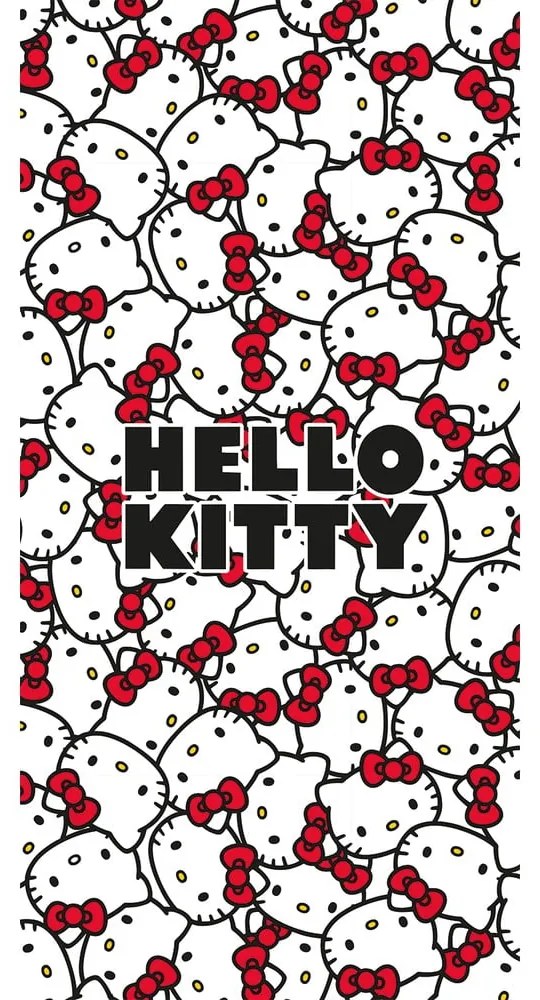 Piros-fehér pamut gyerek fürdőlepedő 70x140 cm Hello Kitty – Jerry Fabrics