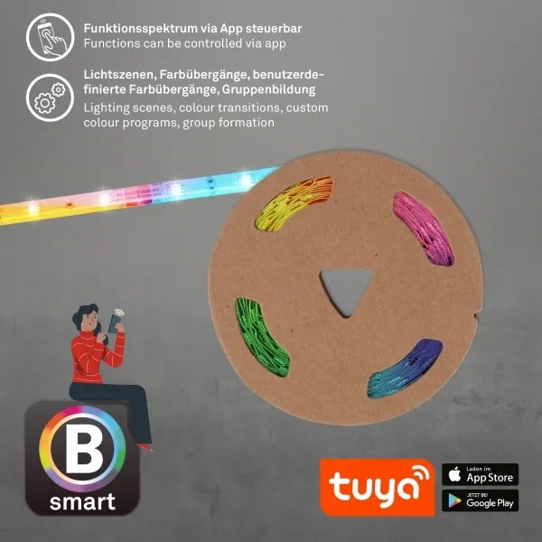 Brilo - LEG RGBW Dimmelető szalag 6,5m LED/18W/230V Wi-Fi Tuya + távirányító