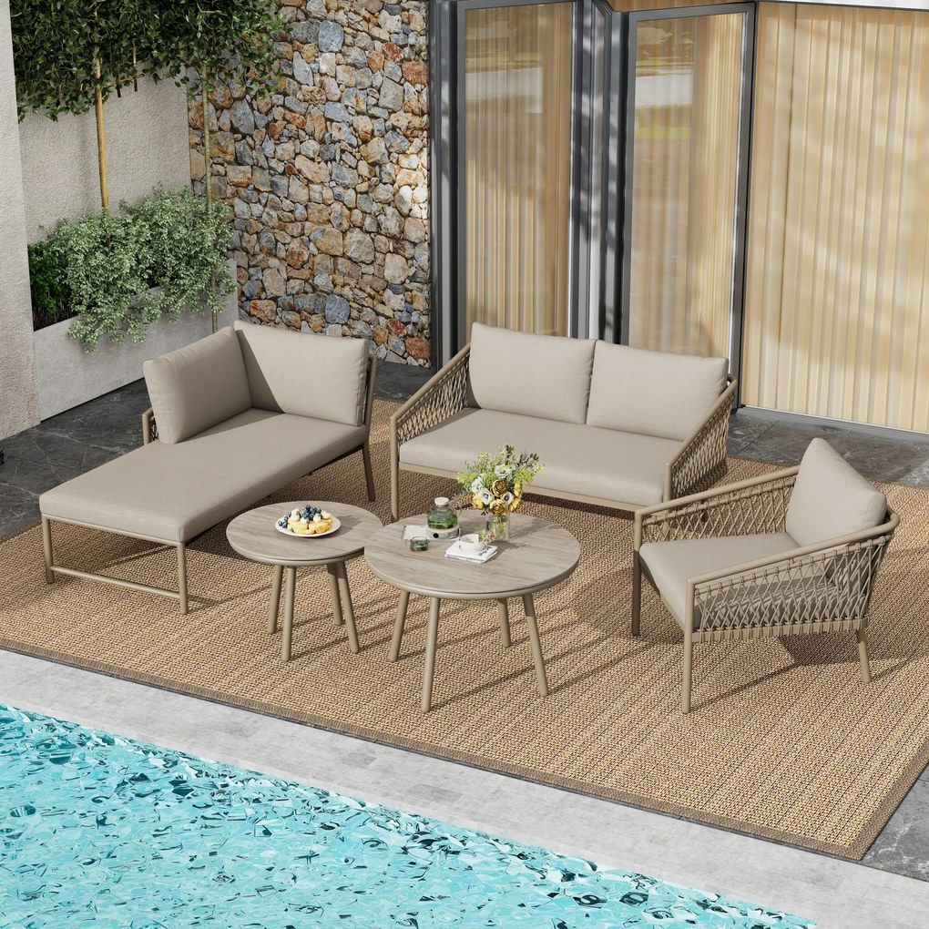 Kerti szék szett Kerti kanapé Ülőfelület asztal khaki