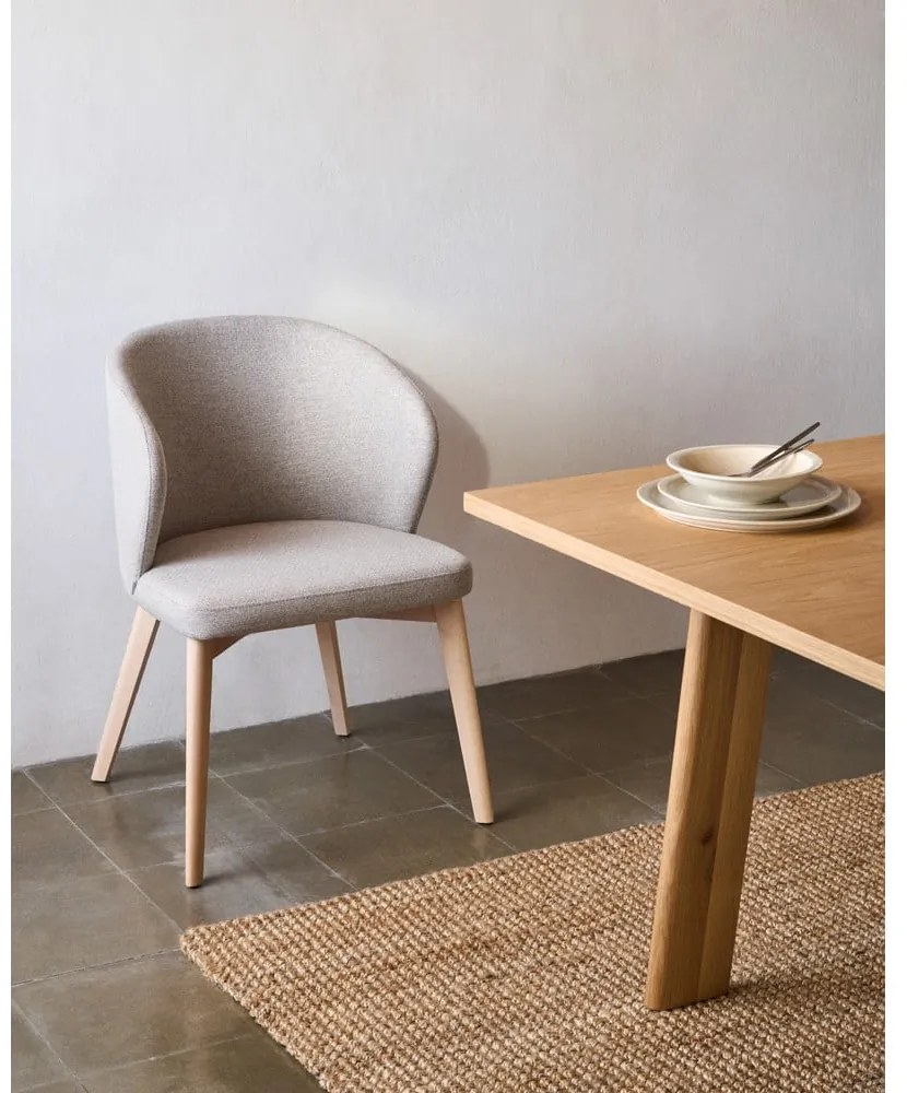 Bézs kárpitozott étkezőfotel Darice – Kave Home