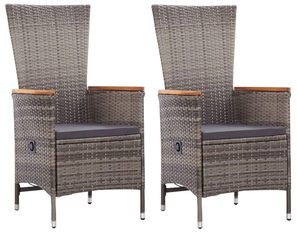 vidaXL 2 db szürke polyrattan kültéri szék párnával