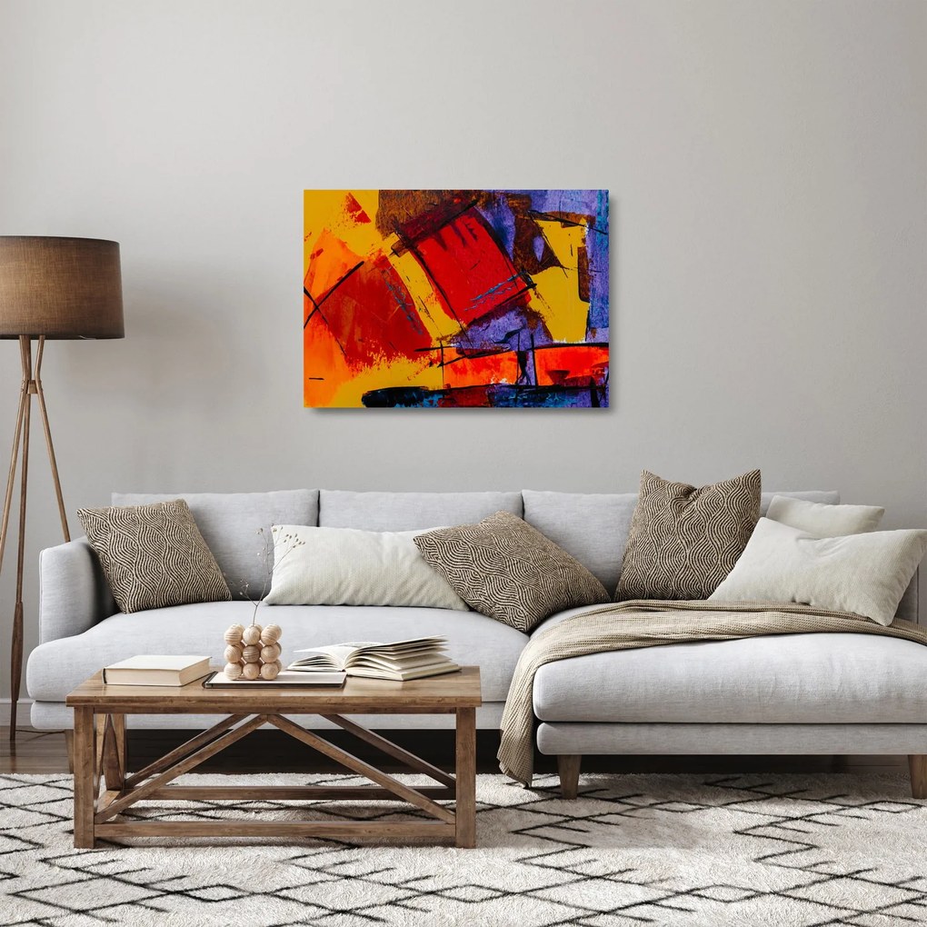 Absztrakciós kép (üvegen) (70x50 cm)