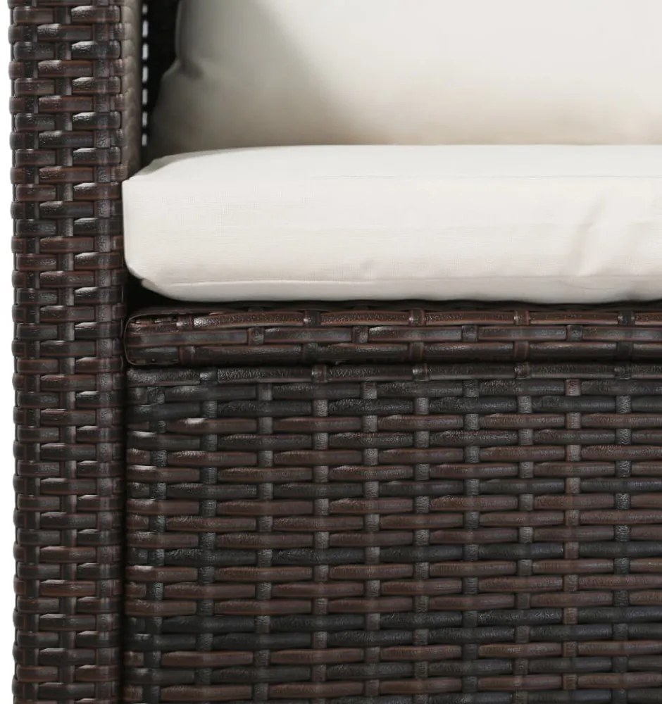 5-részes barna polyrattan kerti bútorszett párnákkal