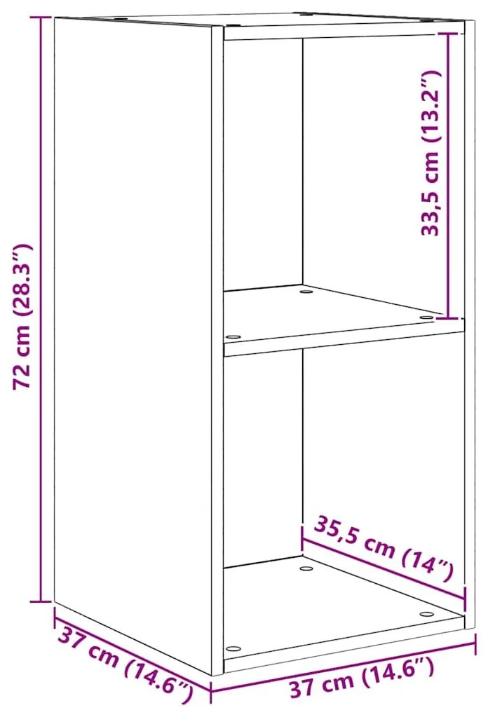 Fali TV Szekrény 4 pcs Musta tammi 37 x 37 x 72 cm Faanyag