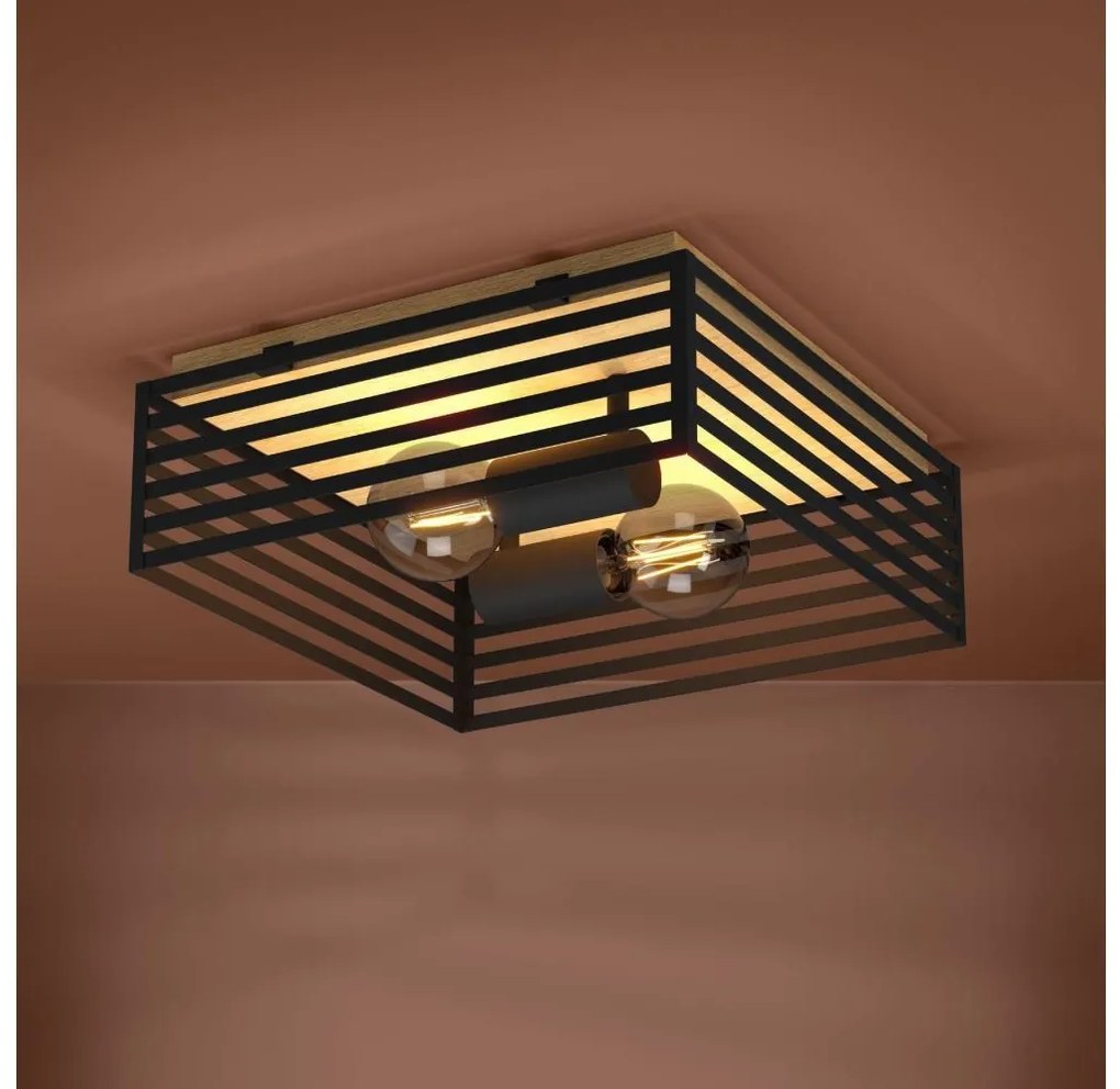 Eglo 390163 - Mennyezeti lámpa CIDRAZ 2xE27/40W/230V fekete/barna