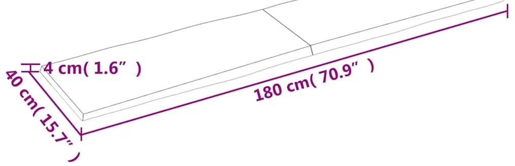 világosbarna kezelt tömör asztallap 180x40x(2-4) cm