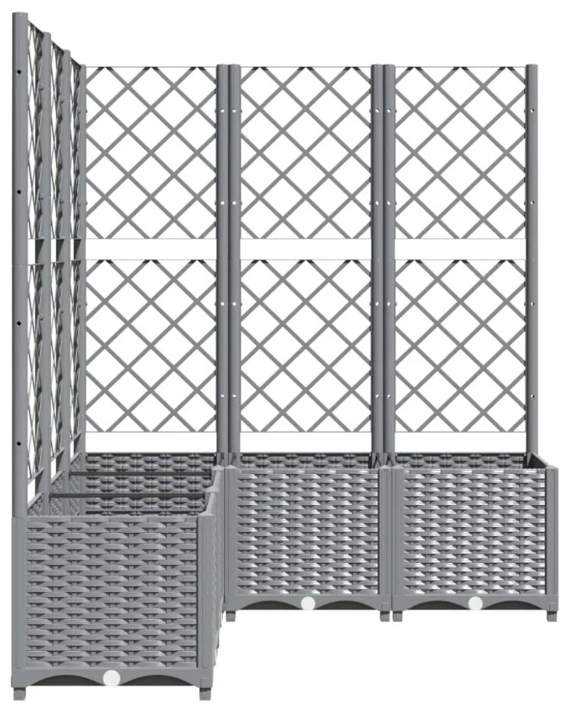 világosszürke PP rácsos kerti ültetőláda 120 x 120 x 136 cm