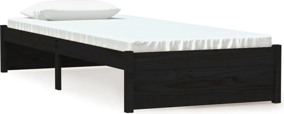 vidaXL Small Single fekete tömör fa ágykeret 75 x 190 cm