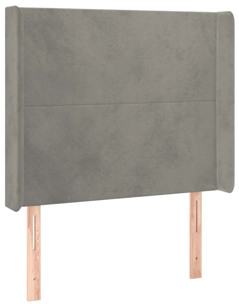 világosszürke bársony LED-es fejtámla 93x16x118/128 cm