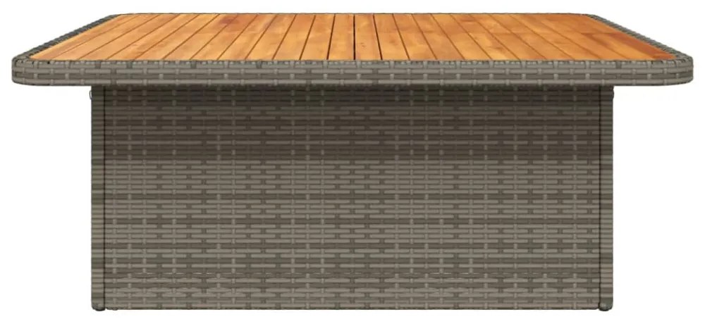 szürke polyrattan és akácfa kerti asztal 110 x 110 x 71 cm