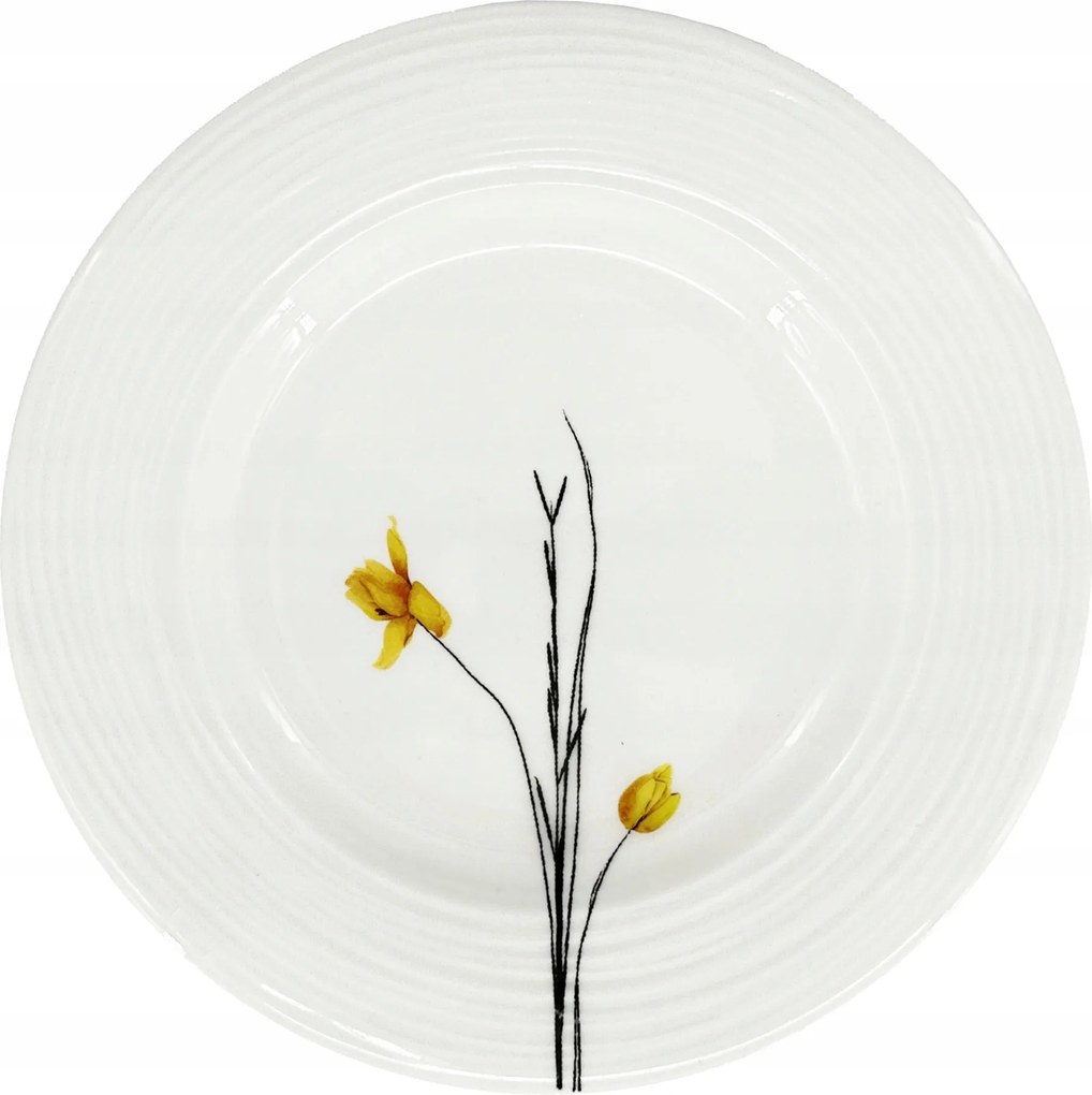 Porcelán desszerttál Croft Spring 20,5cm, sárga/fekete