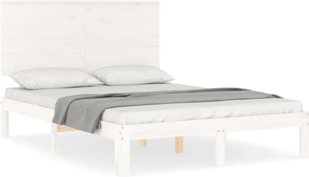vidaXL fehér tömör fenyőfa ágy matrac nélkül 140 x 200 cm