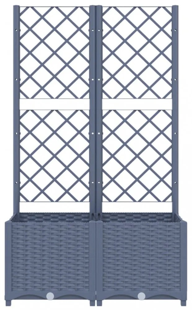 kék-szürke kerti virágláda ráccsal 80 x 40 x 136 cm PP