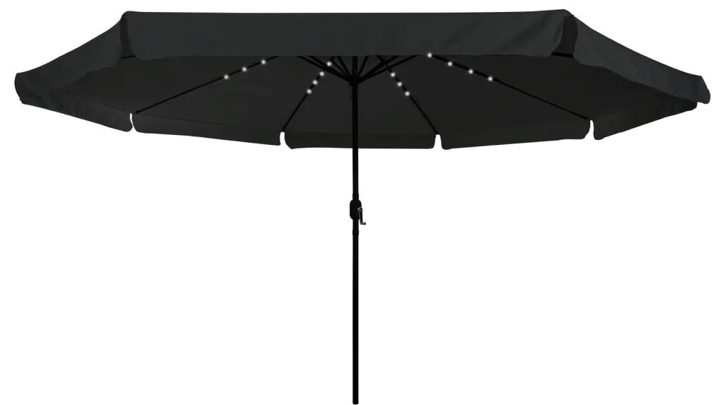 Kerti Napernyő LED Fénnyel ø395x245 cm Fekete