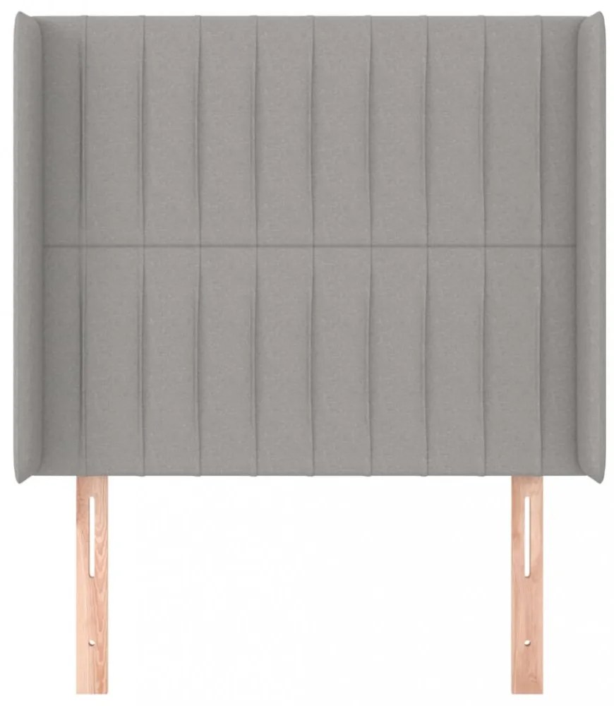 világosszürke szövet fejtámla szárnyakkal 103x16x118/128 cm