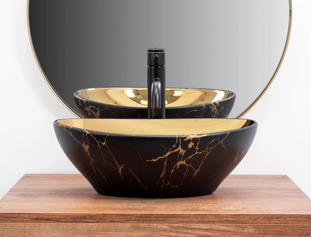 Pultos mosdó Rea Sofia in Gold marble black