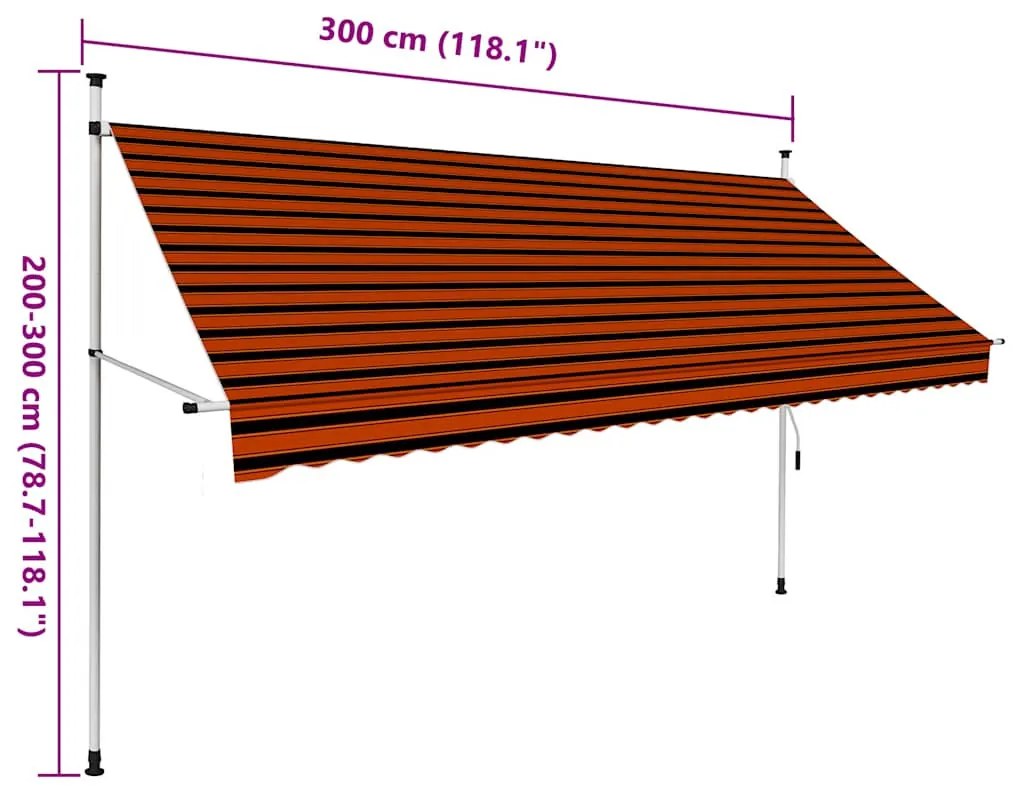 narancssárga és barna kézzel feltekerhető napellenző 300 cm