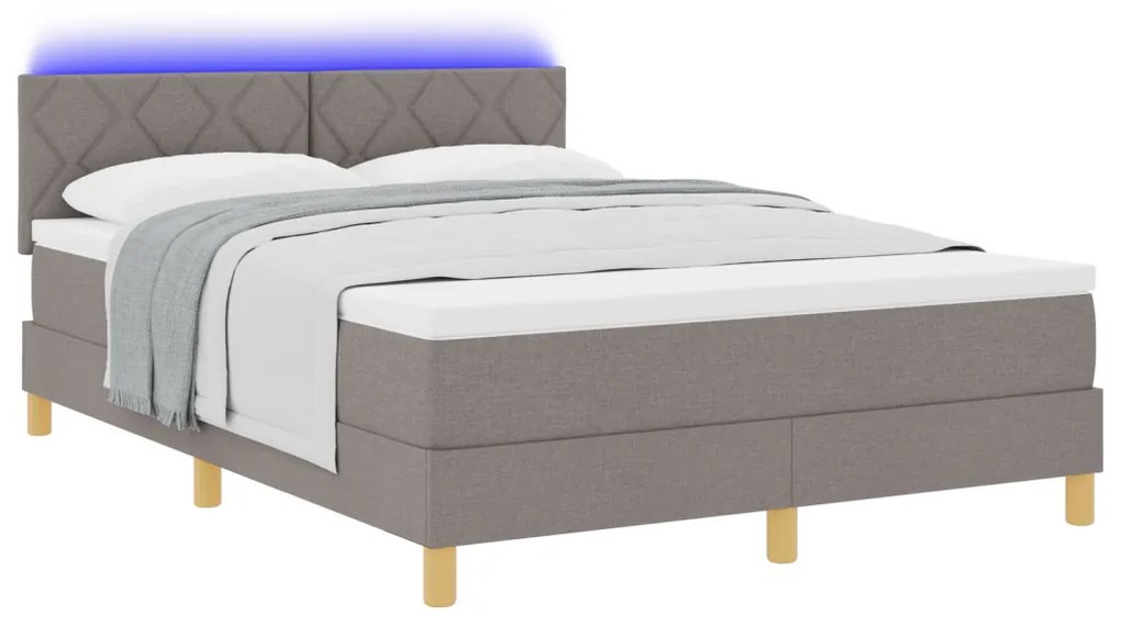 Box Spring Ágy Matrac & LED Taupe 160x200 cm Szövet