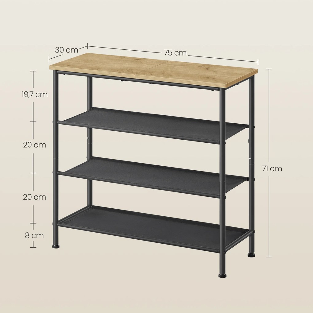 Cipősszekrény TAYLOR ARTISAN fekete kivitel, 75x71 cm, 3 Polc