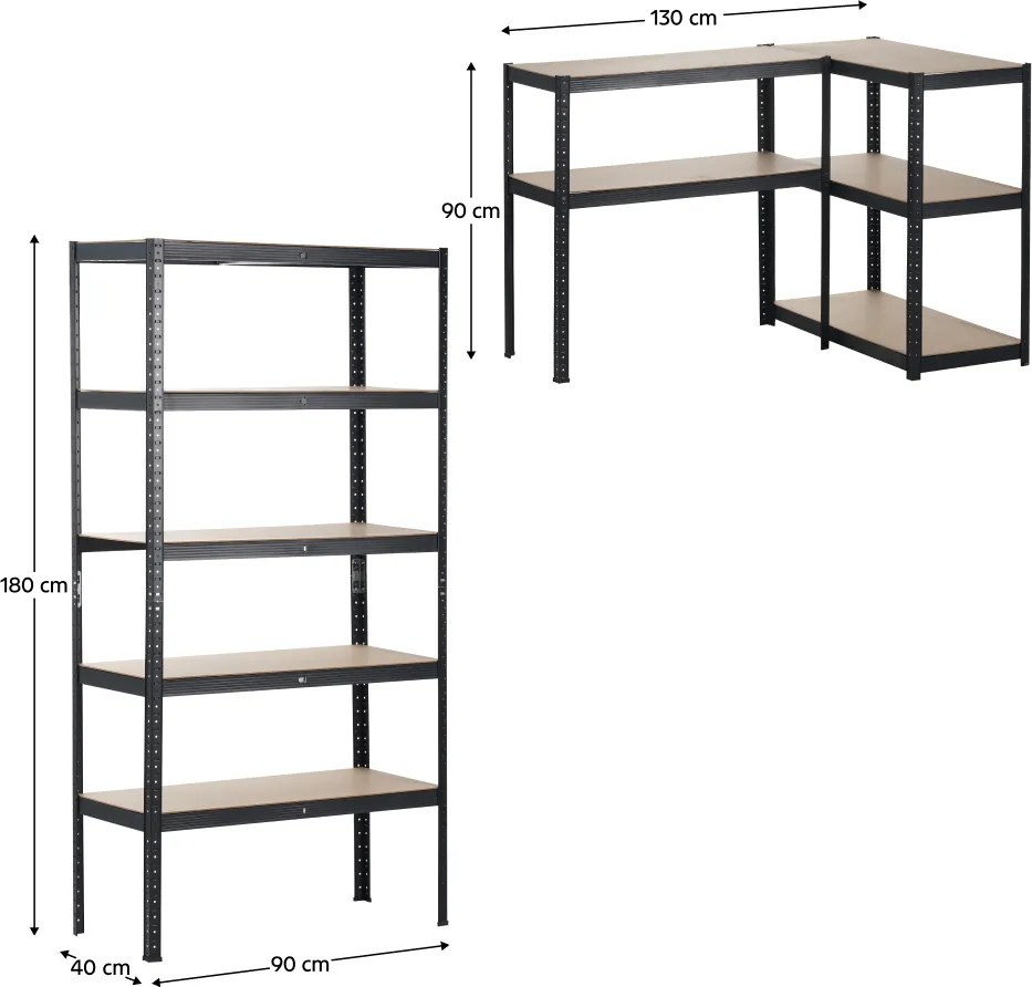Polcállvány, tölgy/fekete, RADMAN