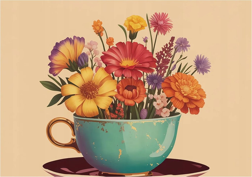 Dekoratív fotótapéta falra Könnyű összeszerelés Színes csokor 312x219 Ragasztó