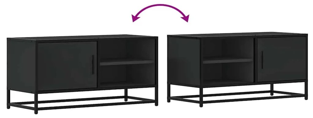 fekete szerelt fa és fém TV-szekrény 80x34,5x40 cm