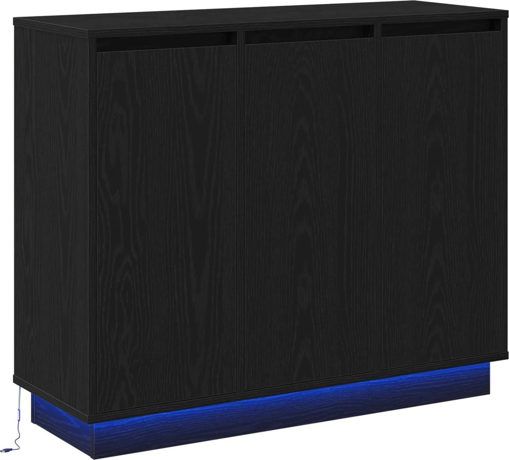 vidaXL LED tálaló Fekete tölgy 90 x 32 x 75 cm Faanyag