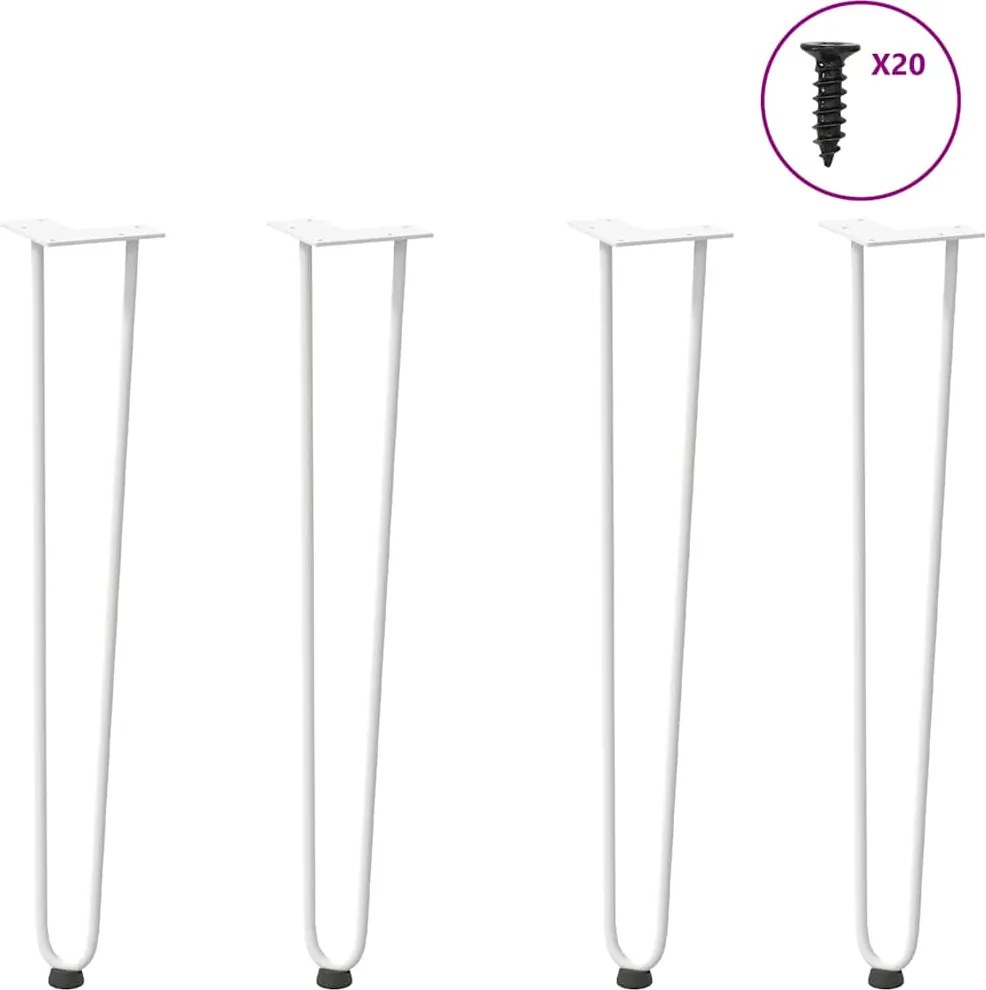 vidaXL 4 db-os hajtűlábak konzolasztalhoz, 72 cm, tömör acél, fehér