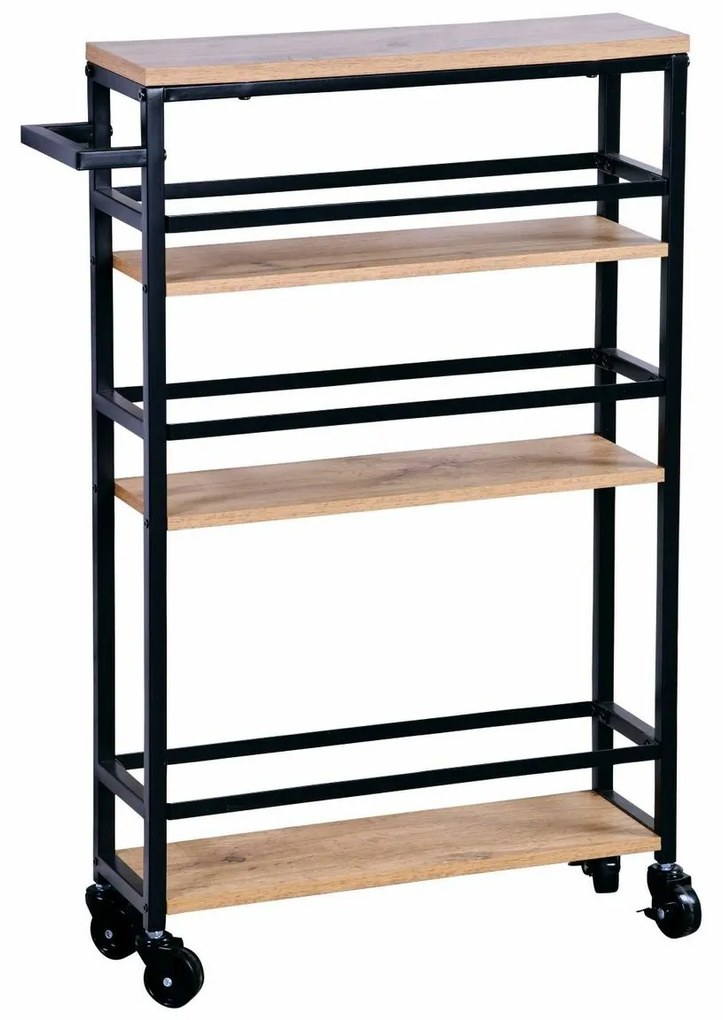 Kesper 27842 Szögletes polc kerekeken,bambusz/fém, 81 x 15 x 50 cm