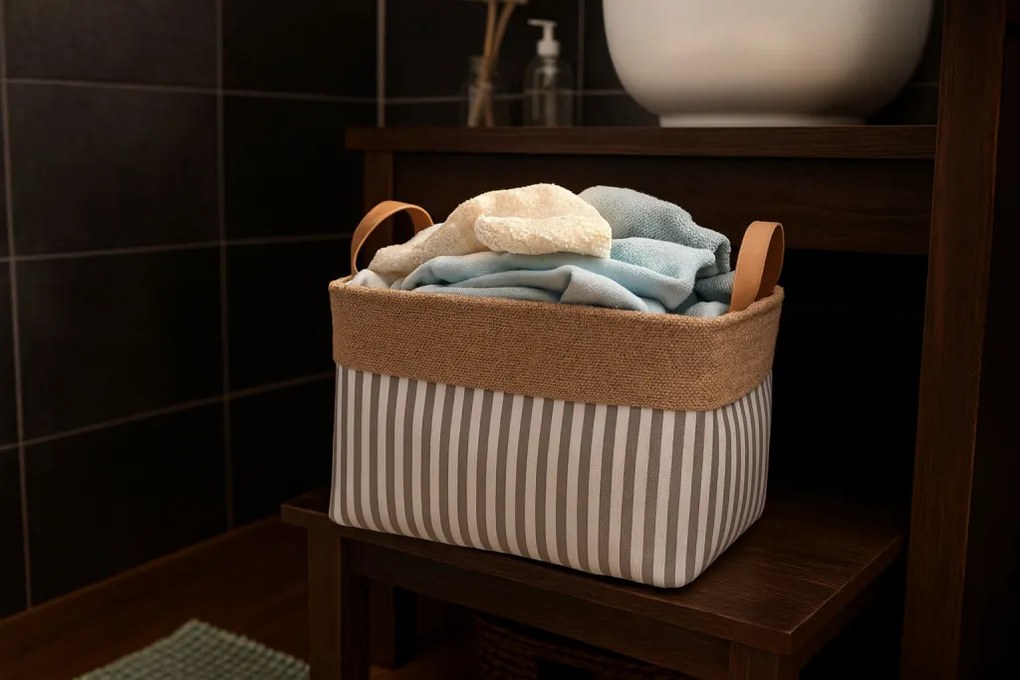 Csíkos tároló doboz 30 x 40 x 24 cm - l méret