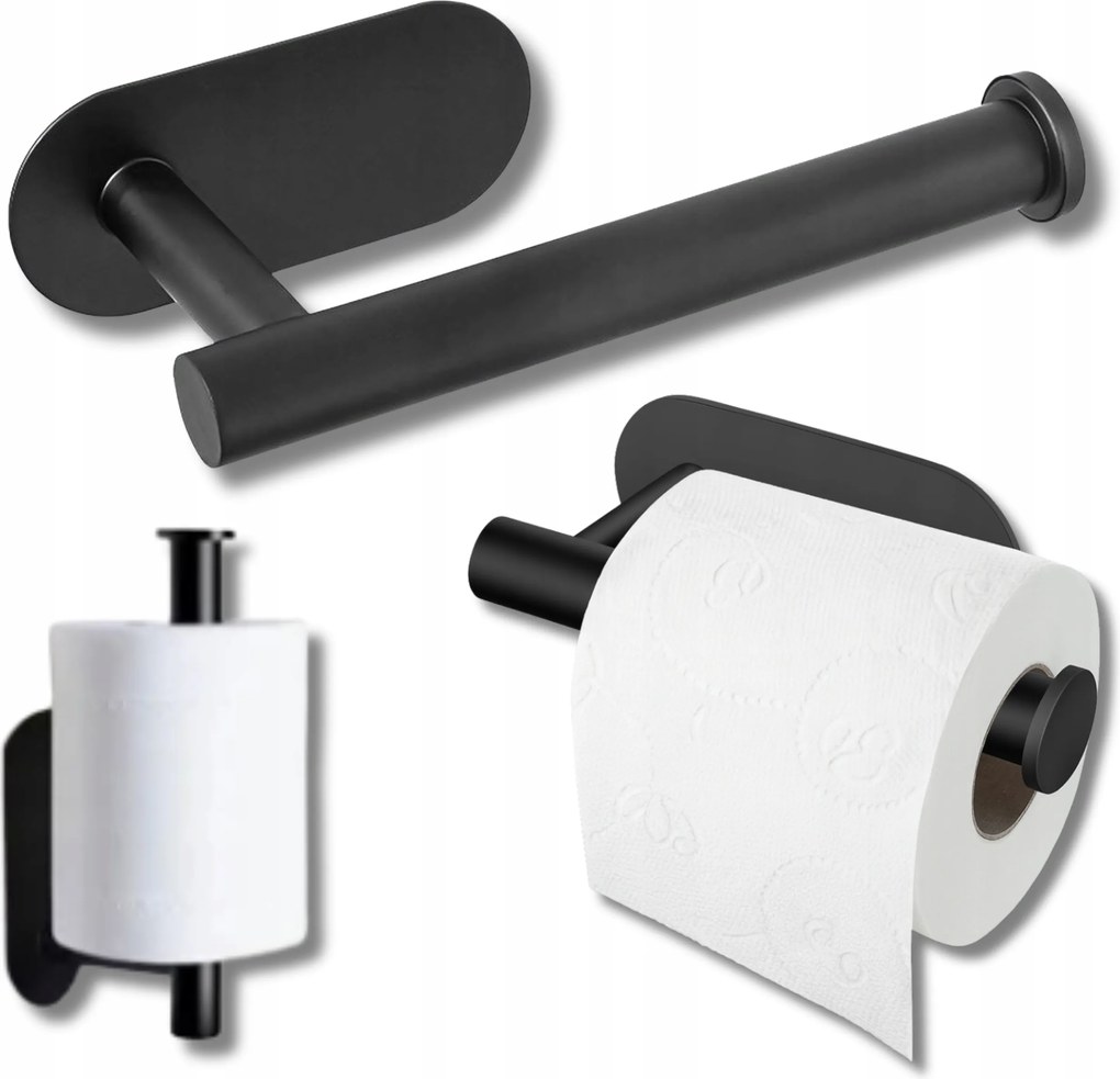 Wc-papír Tartó Fúrás Nélkül Öntapadós Fekete