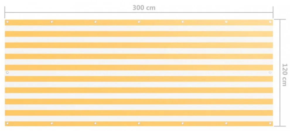 fehér-sárga oxford-szövet erkélyparaván 120 x 300 cm
