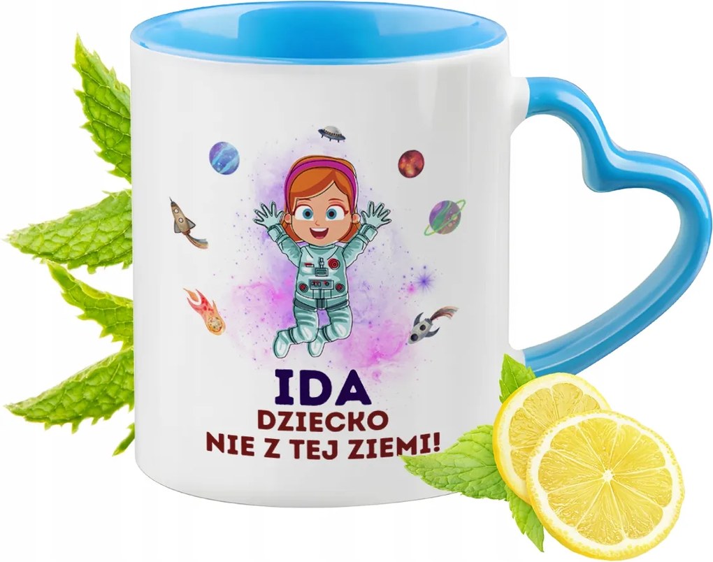 Kék bögre szív alakú füllel Ida számára Ideális Ajándék