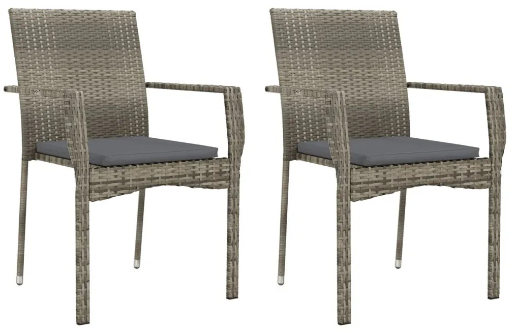 3 részes szürke polyrattan kerti étkezőgarnitúra párnával