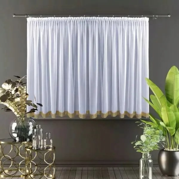 Mg Függöny Gyémánt arany fehér kész 300x150cm