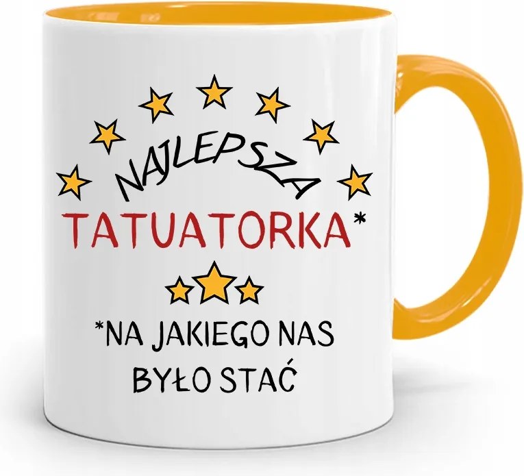 Tetoválóknak Tetováló Bögre Sárga Ajándék fényképes nyomtatással