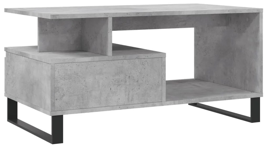 betonszürke szerelt fa dohányzóasztal 90x49x45 cm