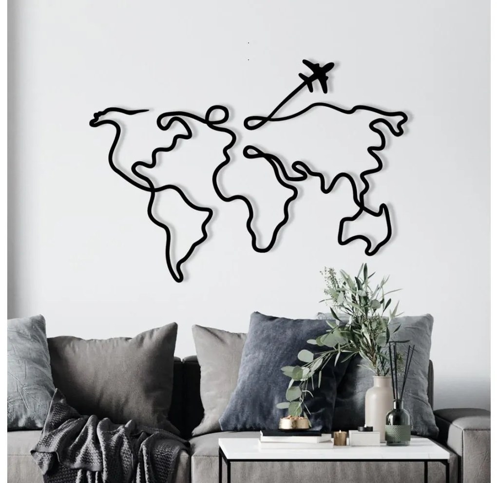 Fali dekoráció 60x42 cm térkép fém