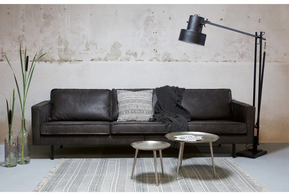 Fekete bőrutánzat kanapé 277 cm Rodeo – WOOOD