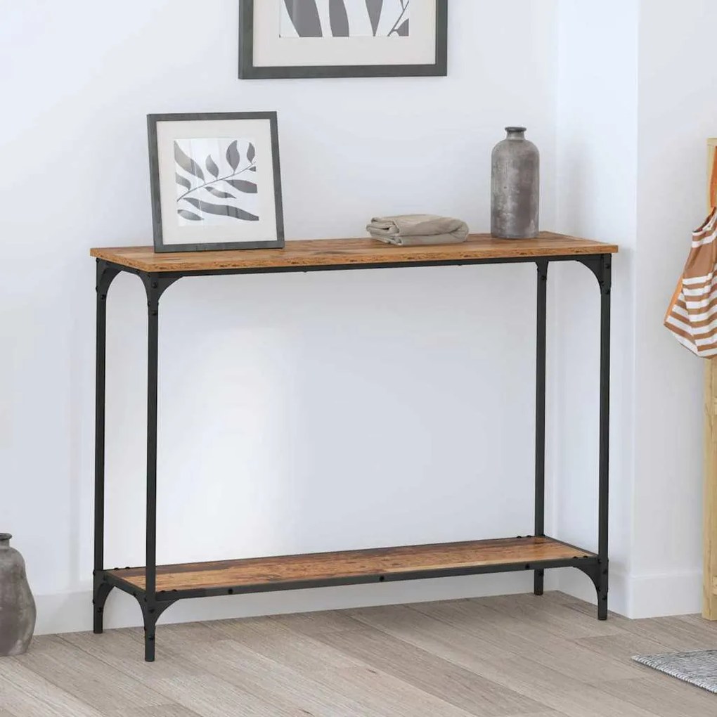 Konzolasztal polcokkal Régi fa 101 x 30.5 x 75 cm Faanyag