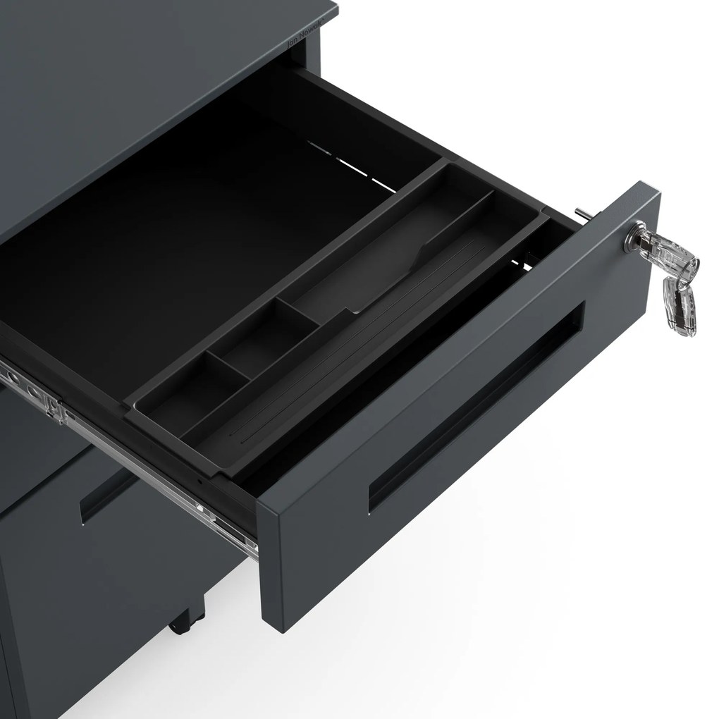 KATE görgős konténer íróasztal alá – 390 x 600 x 500 mm, antracit színű