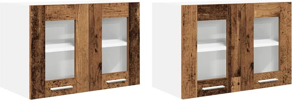 vidaXL Függő szekrény tárolóval 2 pcs Öreg fa 60 x 31 x 40 cm Faanyag