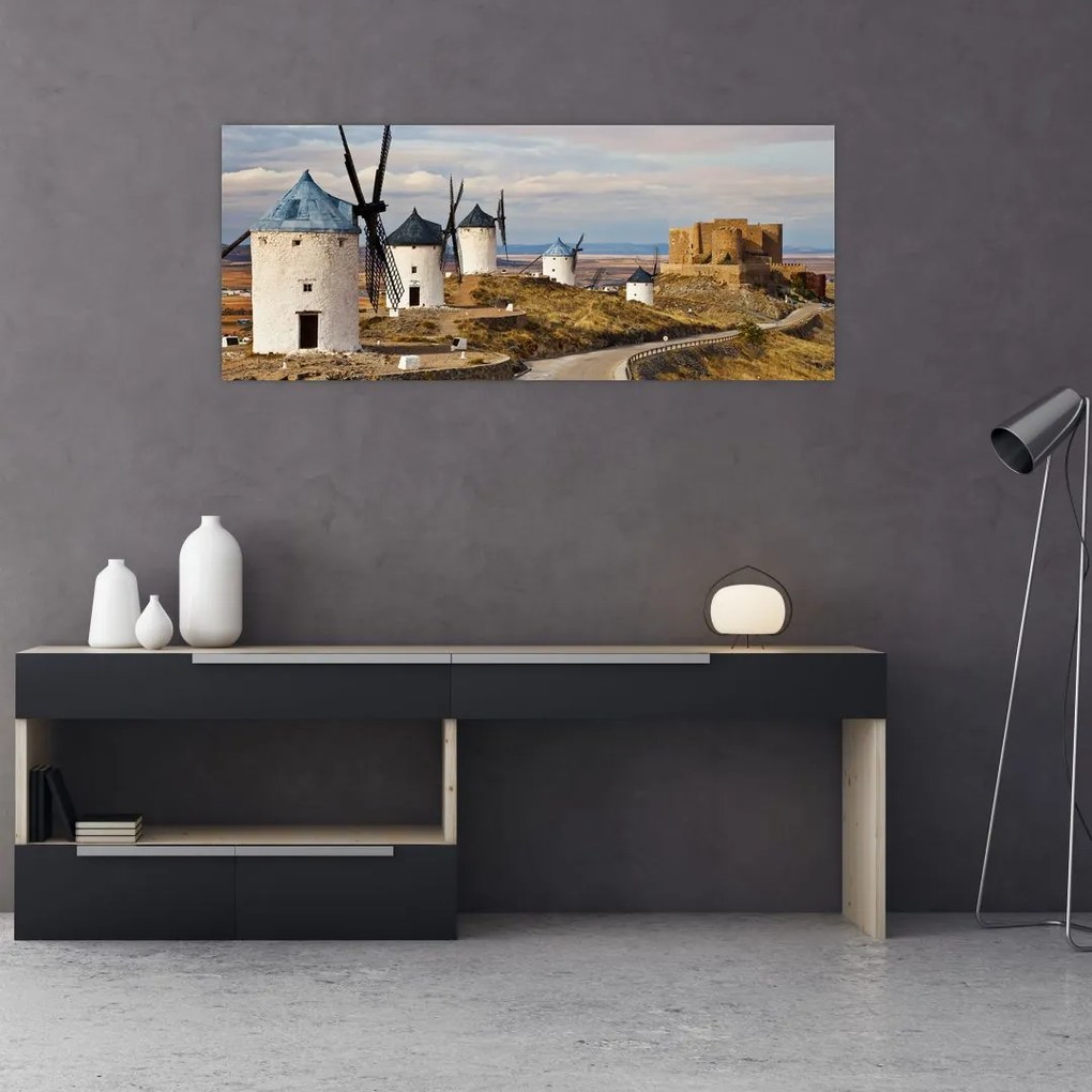 Kép - Consuegra szélmalmai, Spanyolország (120x50 cm)