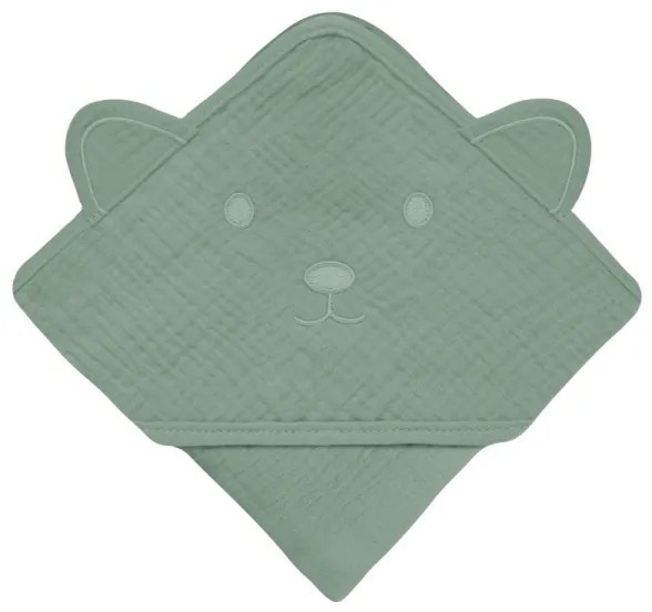 Lionelo - Gyermek kapucnis muszlin fürdőlepedő Green Forest