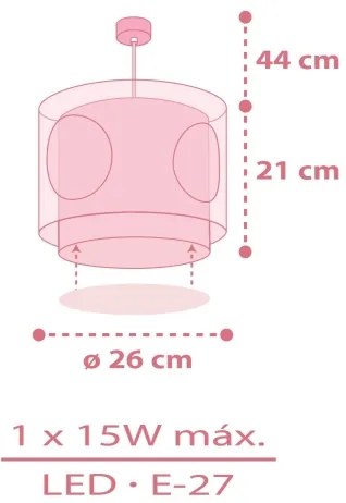Dalber 60912 - Gyerekszobai csillár PRINCESS DANCE 1xE27/15W/230V rózsaszín