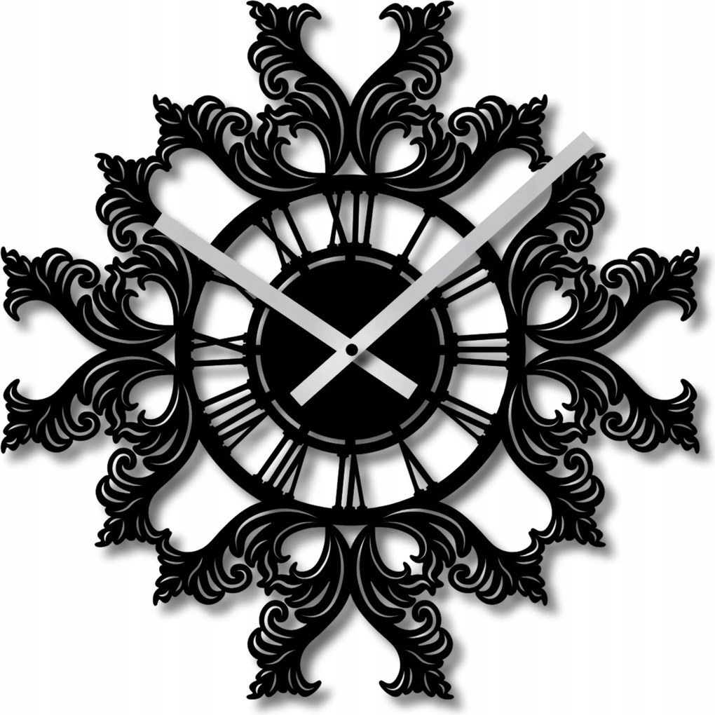 Falióra 60 cm Modern Fekete Konyha Nappali Óra Áttört 3D Kép