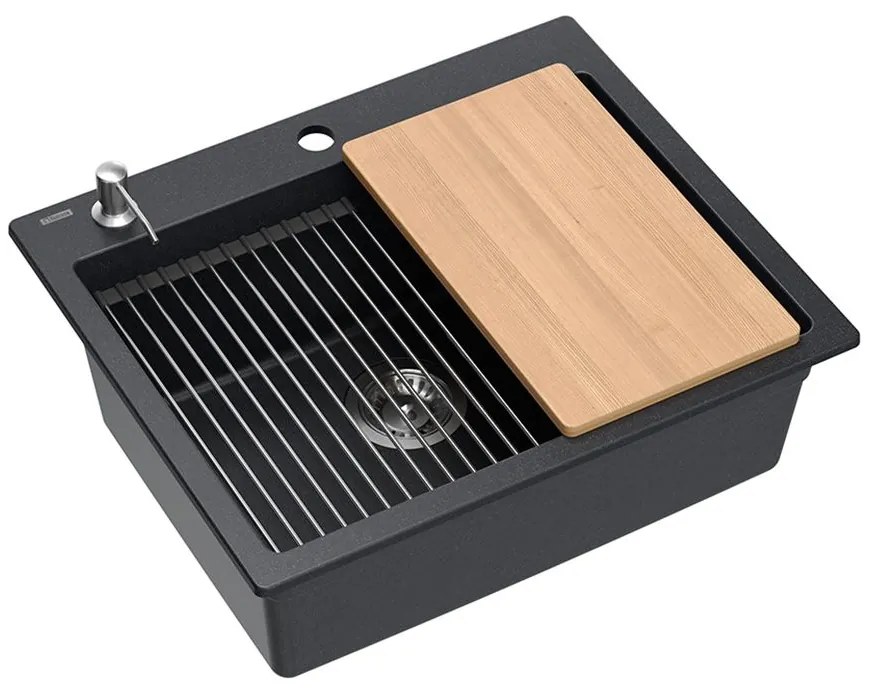 gránit mosogató KURT 110 WORKSTATION Black Dotted