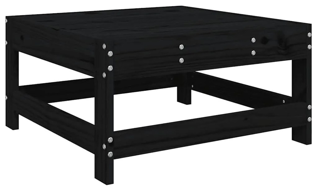 Fekete tömör fenyőfa kerti lábzsámoly párnával